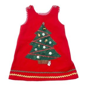 Christmas Tree Appliqué Jumper Dress